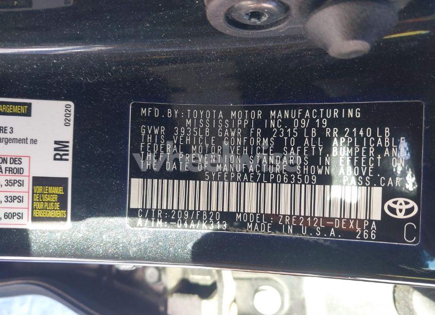 Photo 9 of 2020 Toyota Corolla LE (VIN 5YFEPRAE7LP063509)