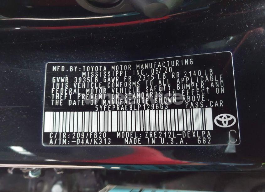 Photo 9 of 2020 Toyota Corolla LE (VIN 5YFEPRAE8LP129663)