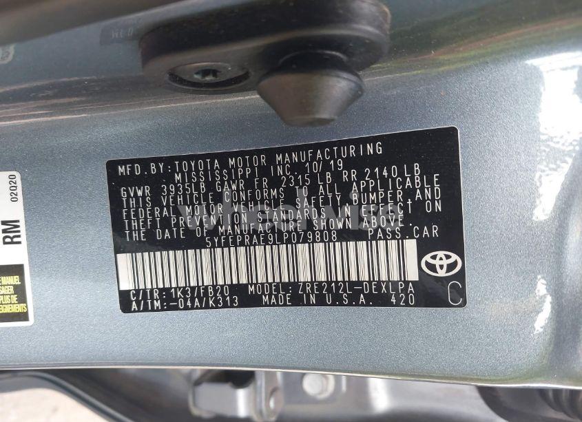 Photo 9 of 2020 Toyota Corolla LE (VIN 5YFEPRAE9LP079808)