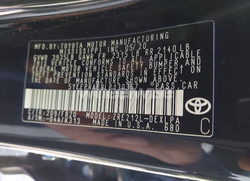 Photo 9 of 2020 Toyota Corolla LE (VIN 5YFEPRAE9LP130367)