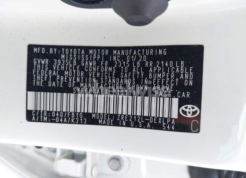 Photo 9 of 2020 Toyota Corolla LE (VIN 5YFEPRAEXLP101119)