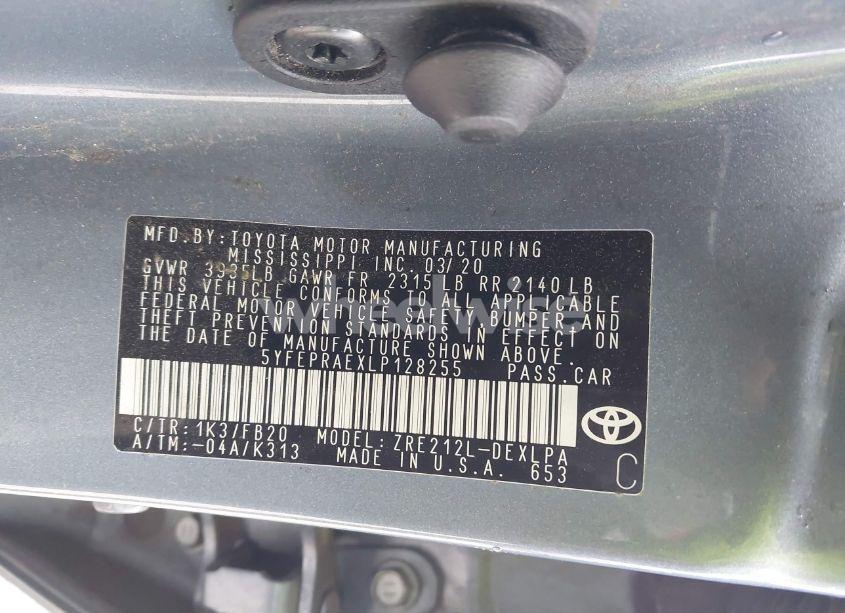 Photo 9 of 2020 Toyota Corolla LE (VIN 5YFEPRAEXLP128255)