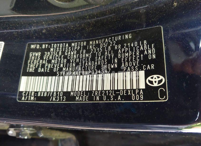 Photo 9 of 2022 Toyota Corolla LE (VIN 5YFHPMAE8NP334547)