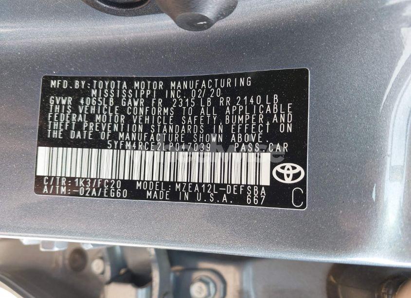 Photo 9 of 2020 Toyota Corolla SE 6MT (VIN 5YFM4RCE2LP047039)