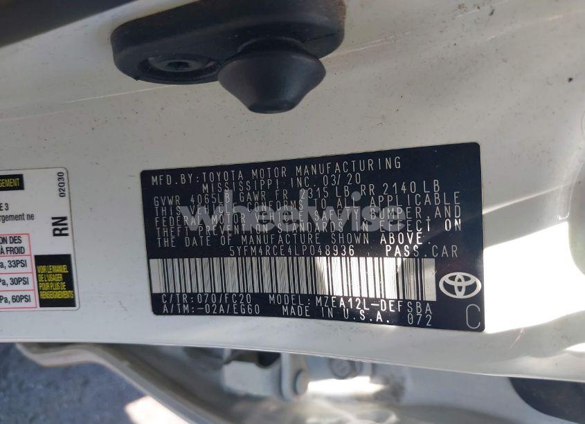 Photo 9 of 2020 Toyota Corolla SE 6MT (VIN 5YFM4RCE4LP048936)