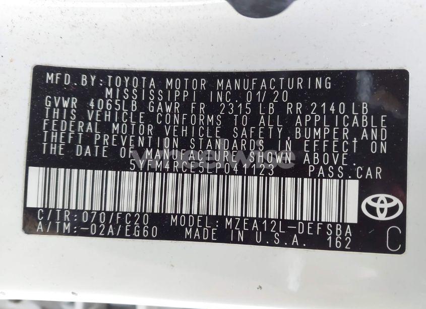 Photo 9 of 2020 Toyota Corolla SE 6MT (VIN 5YFM4RCE5LP041123)