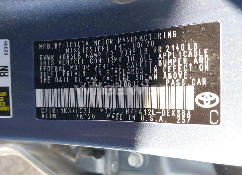 Photo 9 of 2021 Toyota Corolla SE (VIN 5YFP4MCE5MP060045)