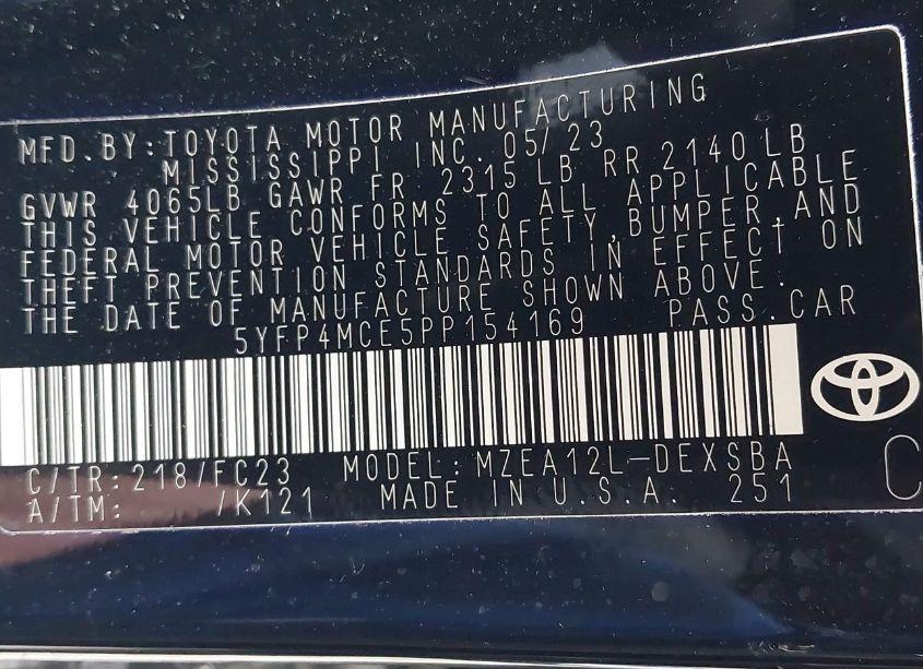 Photo 9 of 2023 Toyota Corolla SE (VIN 5YFP4MCE5PP154169)