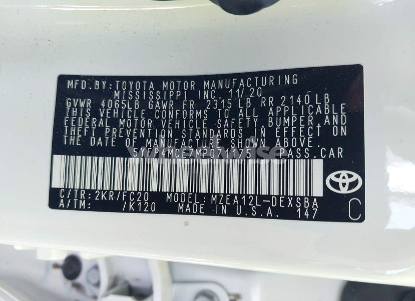 Photo 9 of 2021 Toyota Corolla SE (VIN 5YFP4MCE7MP071175)
