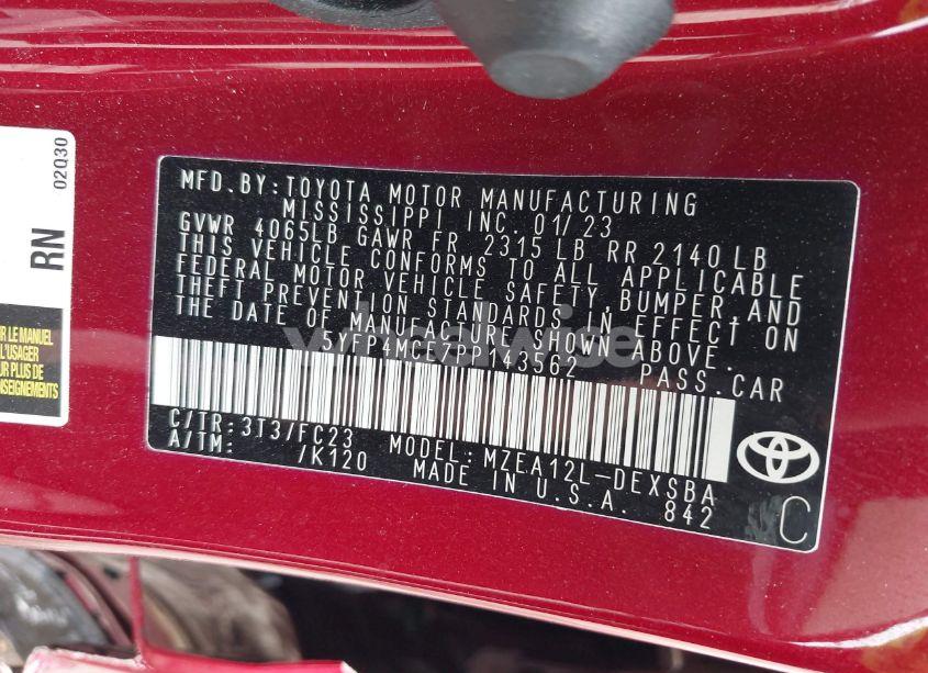 Photo 9 of 2023 Toyota Corolla SE (VIN 5YFP4MCE7PP143562)