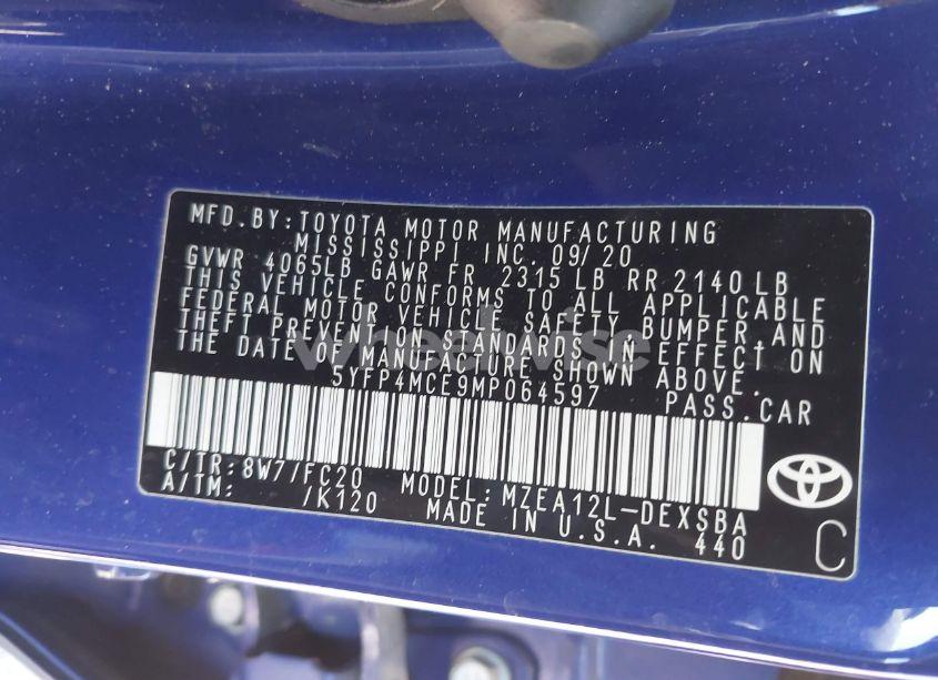 Photo 9 of 2021 Toyota Corolla SE (VIN 5YFP4MCE9MP064597)