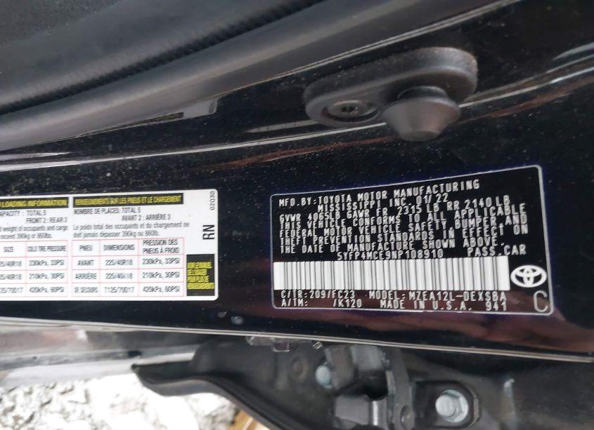 Photo 9 of 2022 Toyota Corolla SE (VIN 5YFP4MCE9NP108910)