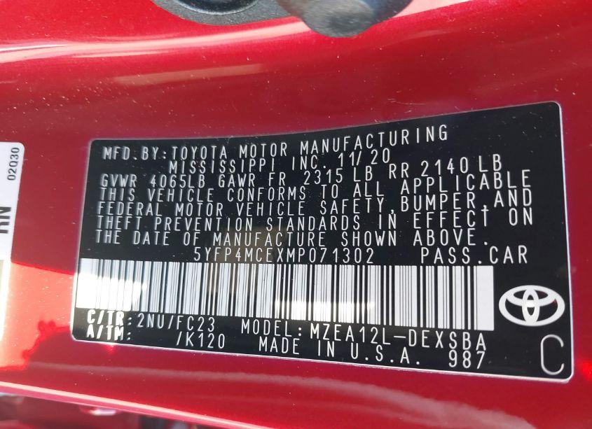 Photo 9 of 2021 Toyota Corolla SE (VIN 5YFP4MCEXMP071302)