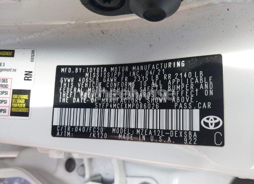 Photo 9 of 2021 Toyota Corolla SE (VIN 5YFP4MCEXMP086026)