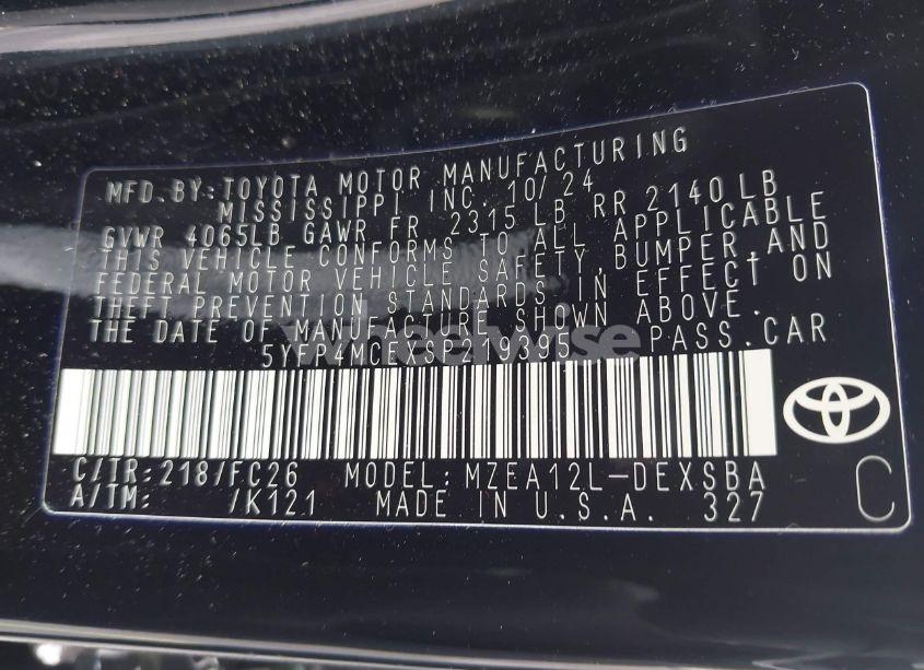 Photo 9 of 2025 Toyota Corolla (VIN 5YFP4MCEXSP219395)