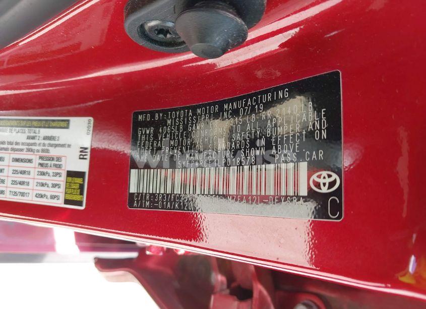 Photo 9 of 2020 Toyota Corolla SE (VIN 5YFP4RCE1LP018578)