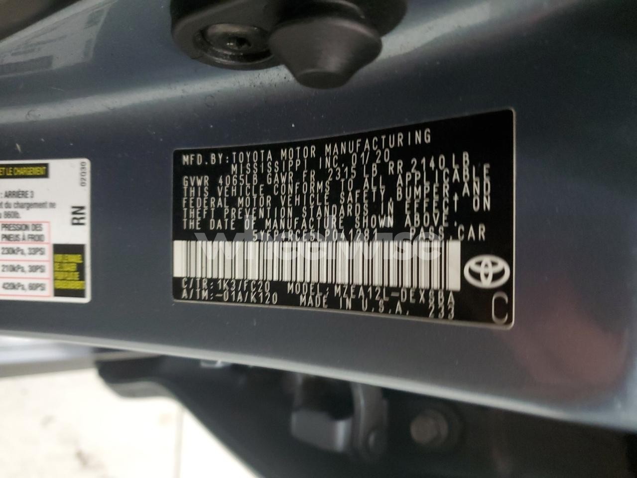 Photo 12 of 2020 TOYOTA COROLLA SE (VIN 5YFP4RCE5LP041281)