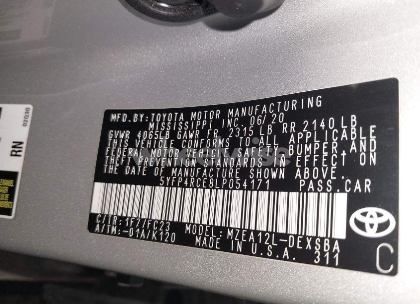 Photo 9 of 2020 Toyota Corolla SE (VIN 5YFP4RCE8LP054171)