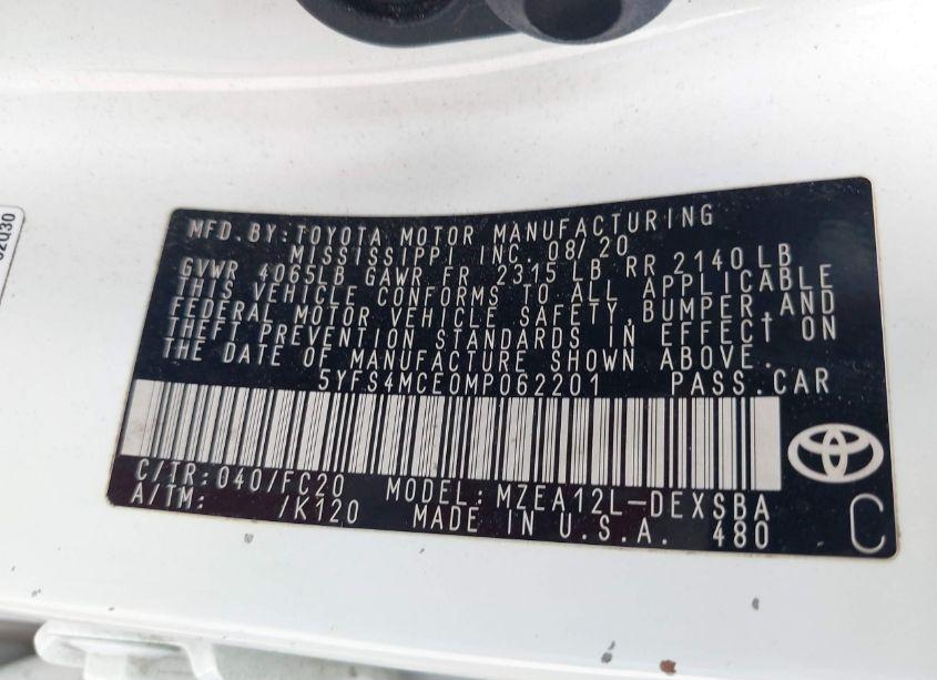 Photo 9 of 2021 Toyota Corolla SE (VIN 5YFS4MCE0MP062201)