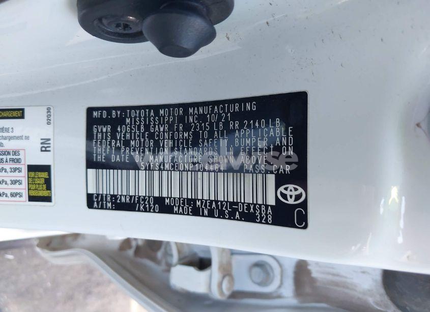 Photo 9 of 2022 Toyota Corolla SE (VIN 5YFS4MCE0NP104464)