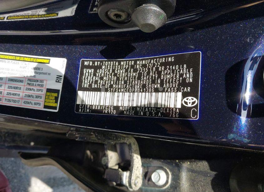 Photo 9 of 2023 Toyota Corolla SE (VIN 5YFS4MCE0PP141386)