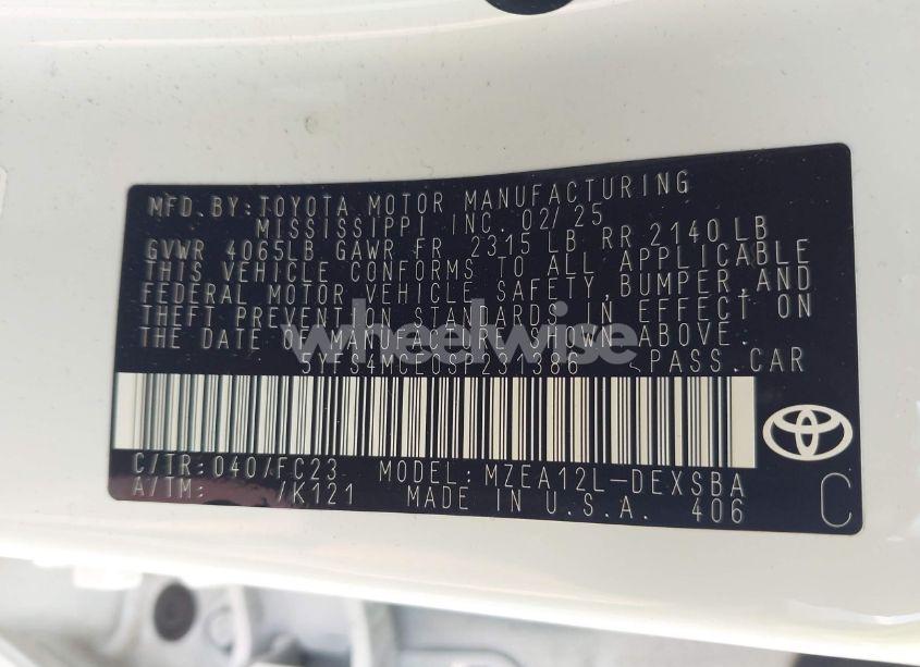 Photo 9 of 2025 Toyota Corolla SE (VIN 5YFS4MCE0SP231386)