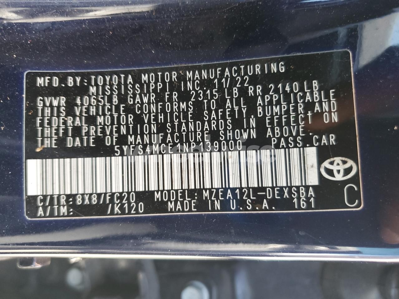 Photo 13 of 2022 TOYOTA COROLLA SE (VIN 5YFS4MCE1NP139000)