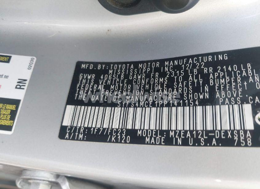 Photo 9 of 2023 Toyota Corolla SE (VIN 5YFS4MCE1PP141154)