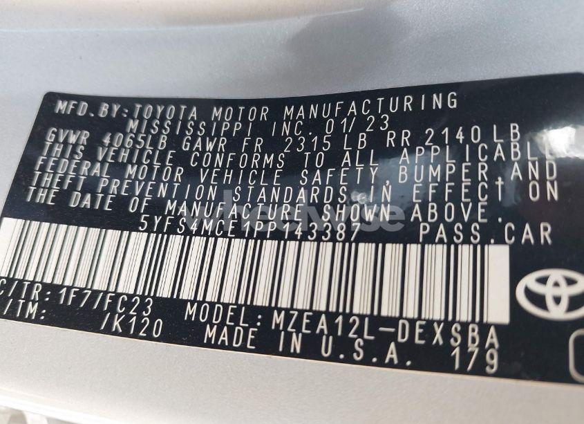 Photo 9 of 2023 Toyota Corolla SE (VIN 5YFS4MCE1PP143387)