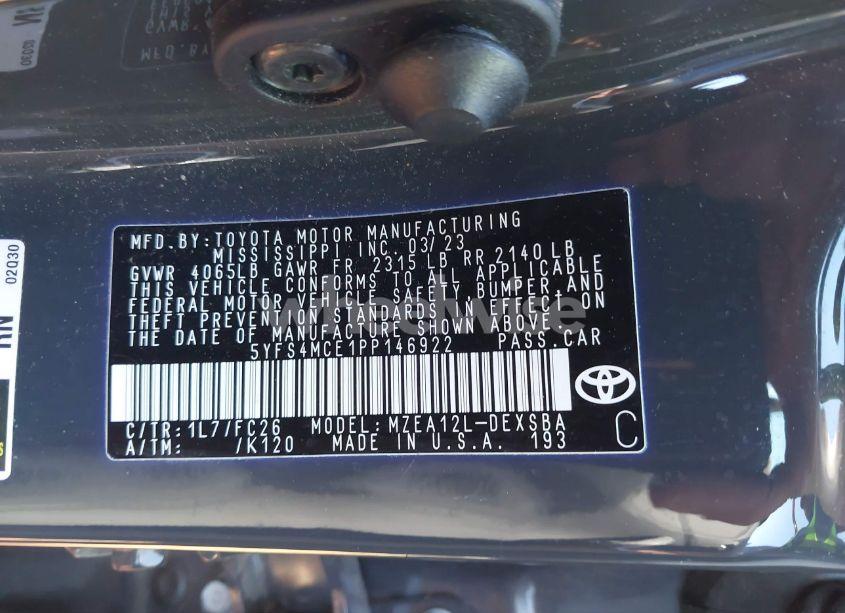 Photo 9 of 2023 Toyota Corolla SE (VIN 5YFS4MCE1PP146922)