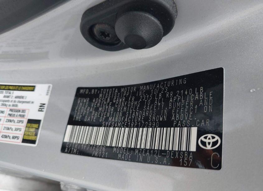 Photo 9 of 2024 Toyota Corolla SE (VIN 5YFS4MCE1RP172990)