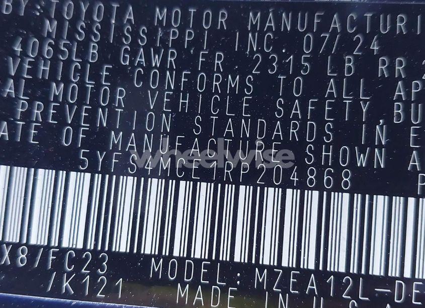 Photo 9 of 2024 Toyota Corolla SE (VIN 5YFS4MCE1RP204868)