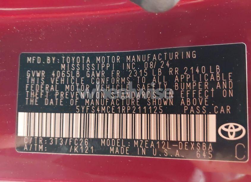 Photo 9 of 2024 Toyota Corolla SE (VIN 5YFS4MCE1RP211125)