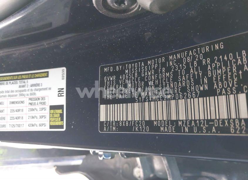 Photo 9 of 2021 Toyota Corolla SE (VIN 5YFS4MCE2MP062667)