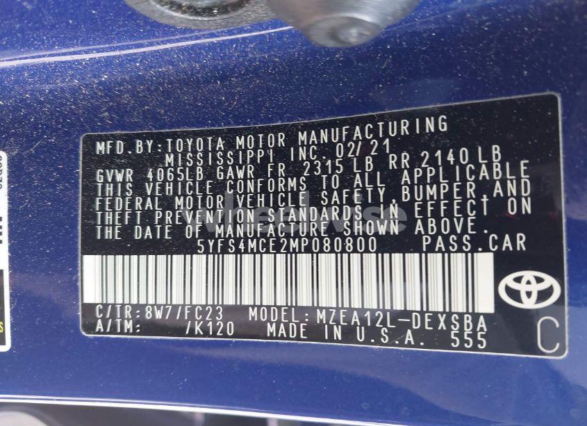 Photo 9 of 2021 Toyota Corolla SE (VIN 5YFS4MCE2MP080800)