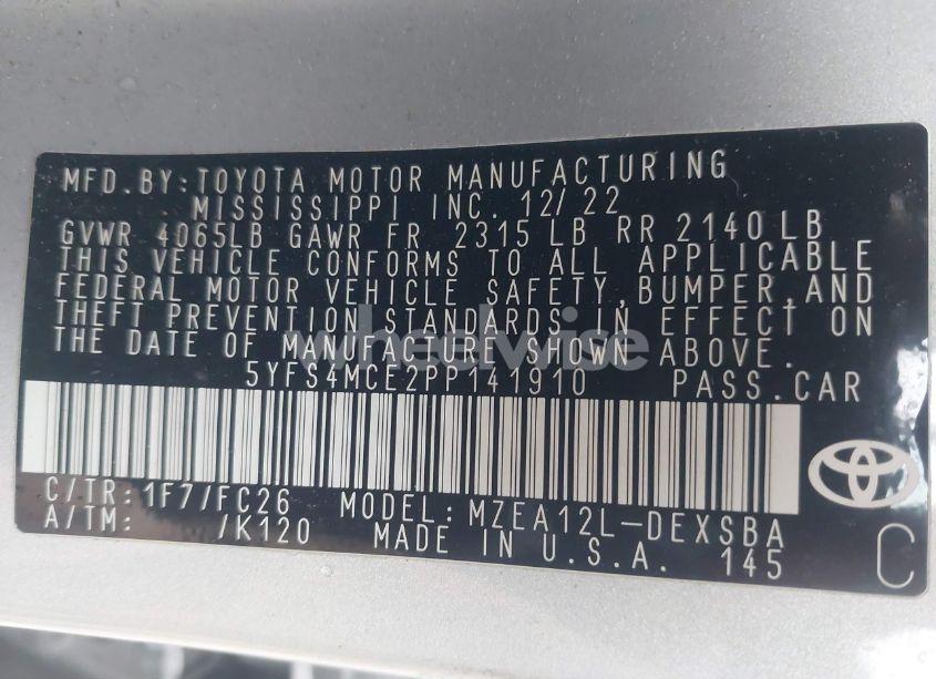 Photo 9 of 2023 Toyota Corolla SE (VIN 5YFS4MCE2PP141910)