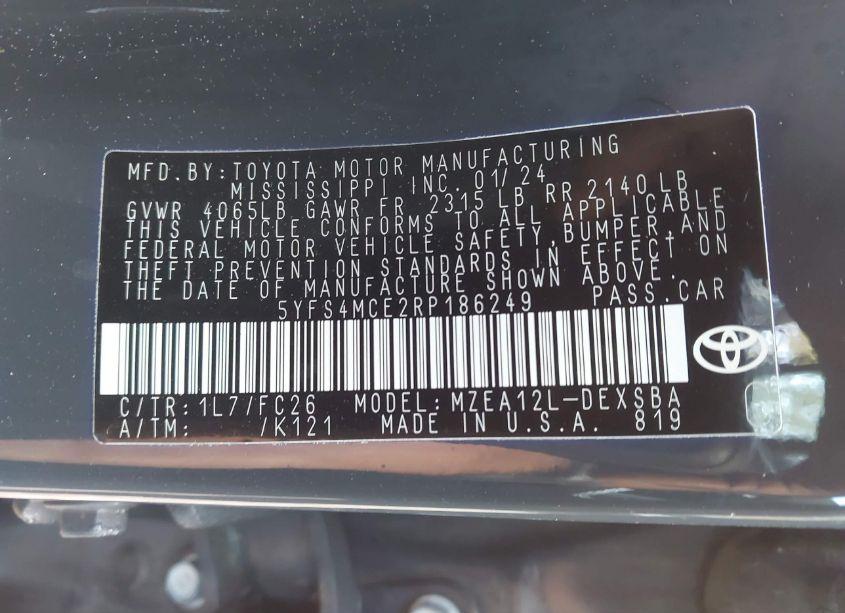 Photo 9 of 2024 Toyota Corolla SE (VIN 5YFS4MCE2RP186249)