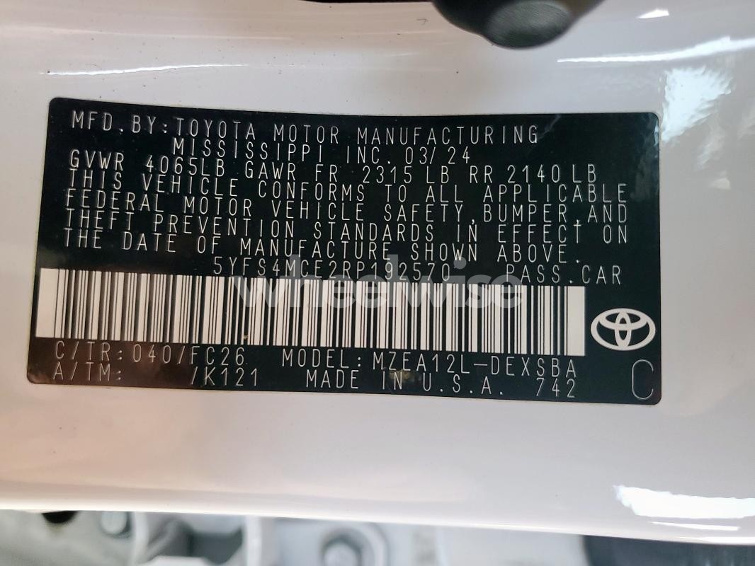 Photo 11 of 2024 TOYOTA COROLLA SE (VIN 5YFS4MCE2RP192570)