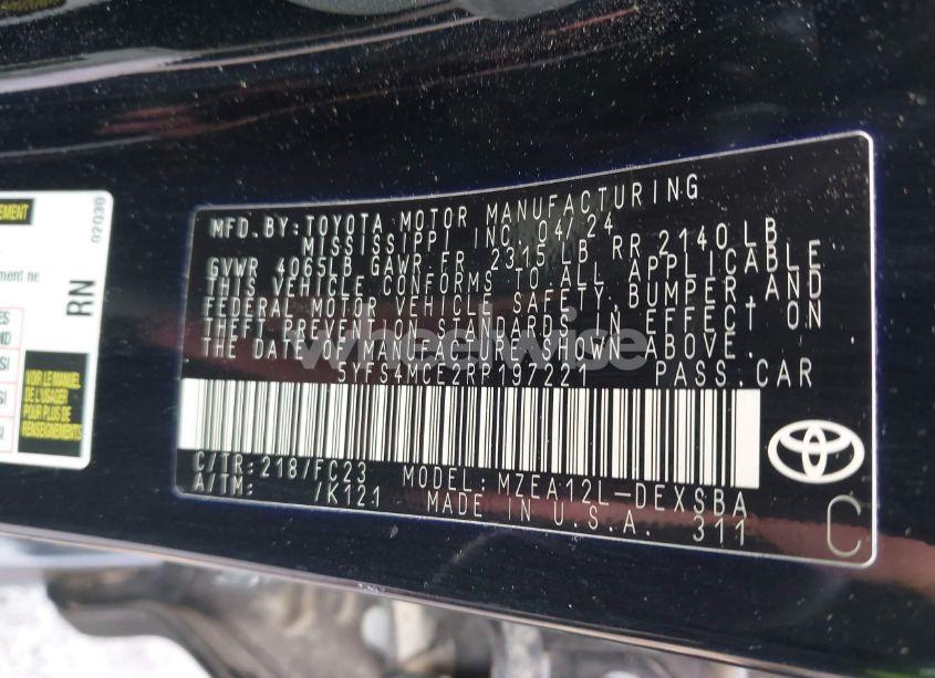 Photo 9 of 2024 Toyota Corolla SE (VIN 5YFS4MCE2RP197221)