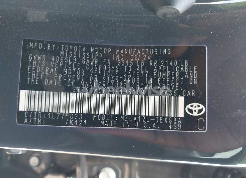 Photo 9 of 2024 Toyota Corolla SE (VIN 5YFS4MCE2RP198109)