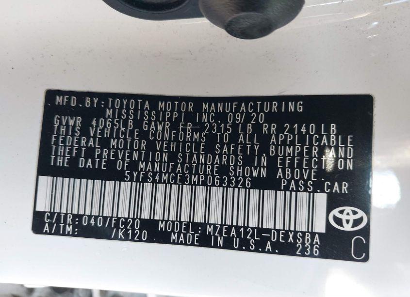 Photo 9 of 2021 Toyota Corolla SE (VIN 5YFS4MCE3MP063326)