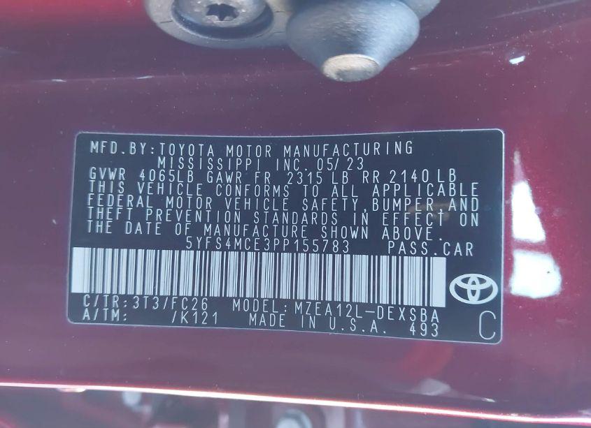 Photo 9 of 2023 Toyota Corolla SE (VIN 5YFS4MCE3PP155783)