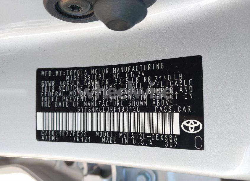 Photo 9 of 2024 Toyota Corolla SE (VIN 5YFS4MCE3RP183120)