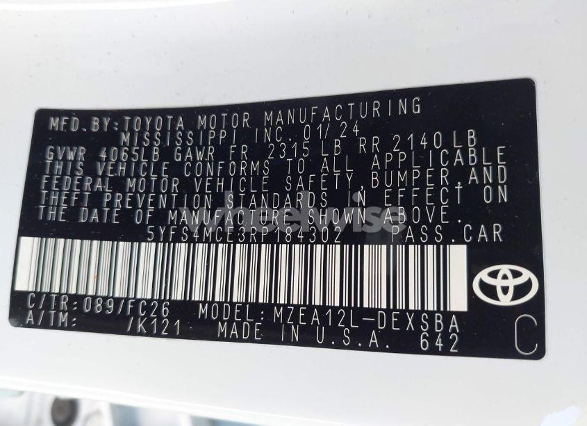 Photo 9 of 2024 Toyota Corolla SE (VIN 5YFS4MCE3RP184302)