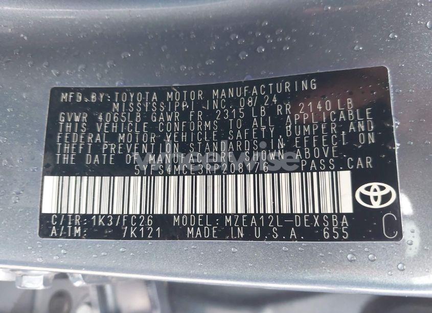 Photo 9 of 2024 Toyota Corolla SE (VIN 5YFS4MCE3RP208176)