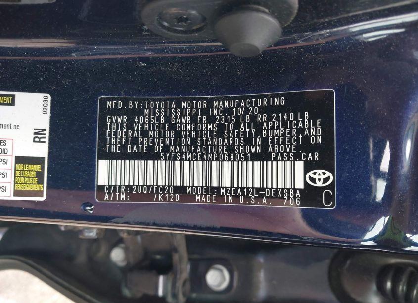 Photo 9 of 2021 Toyota Corolla SE (VIN 5YFS4MCE4MP068051)