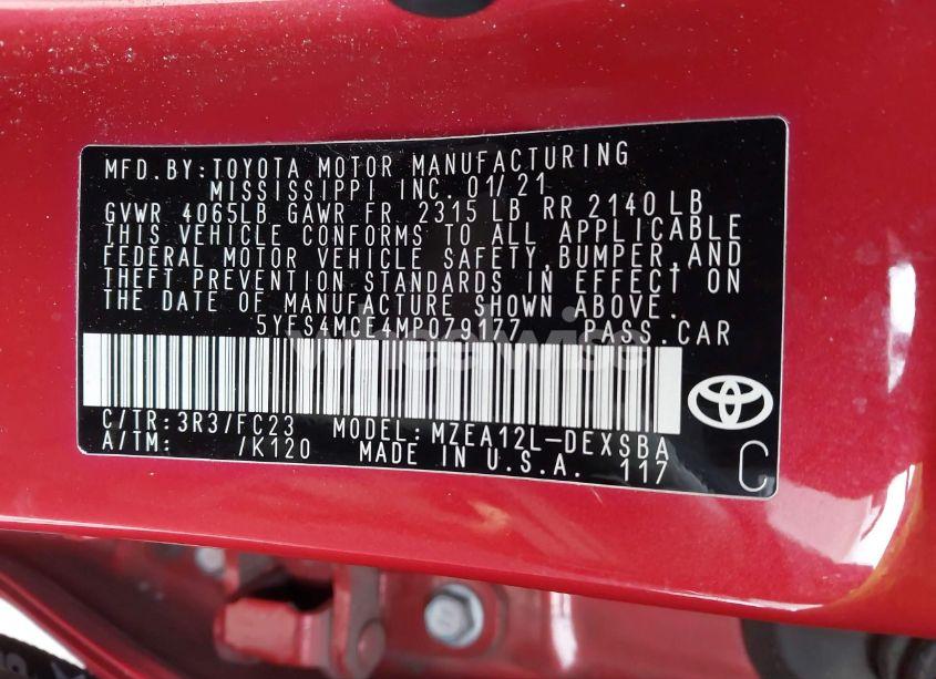 Photo 9 of 2021 Toyota Corolla SE (VIN 5YFS4MCE4MP079177)