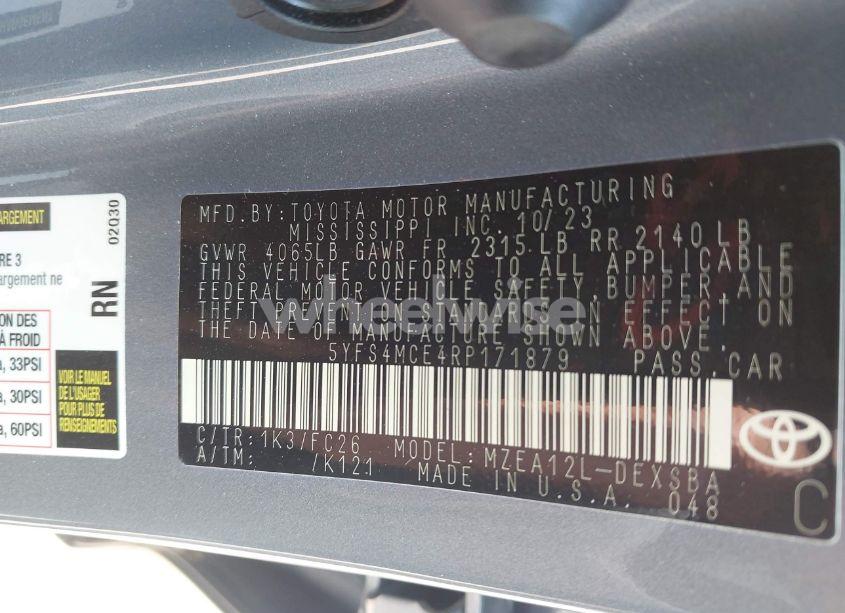 Photo 9 of 2024 Toyota Corolla SE (VIN 5YFS4MCE4RP171879)