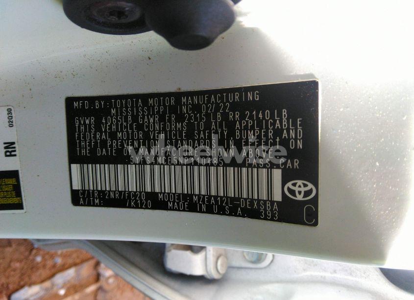 Photo 9 of 2022 Toyota Corolla SE (VIN 5YFS4MCE5NP110485)