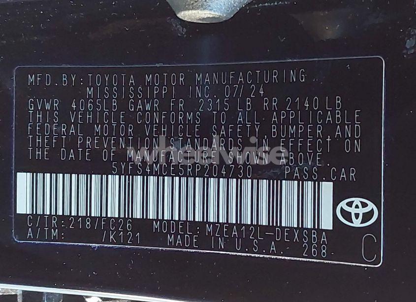 Photo 9 of 2024 Toyota Corolla SE (VIN 5YFS4MCE5RP204730)